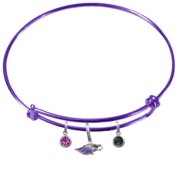 Wisconsin Whitewater Warhawks PURPLE Color Edition Expandable Wire Bangle Charm Bracelet