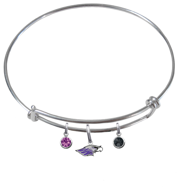 Wisconsin Whitewater Warhawks NCAA Expandable Wire Bangle Charm Bracelet