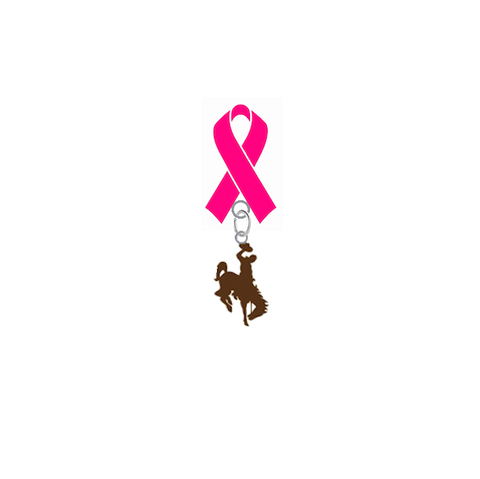 Wyoming Cowboys Breast Cancer Awareness / Mothers Day Pink Ribbon Lapel Pin