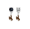 Wyoming Cowboys BLACK & CLEAR Swarovski Crystal Stud Rhinestone Earrings