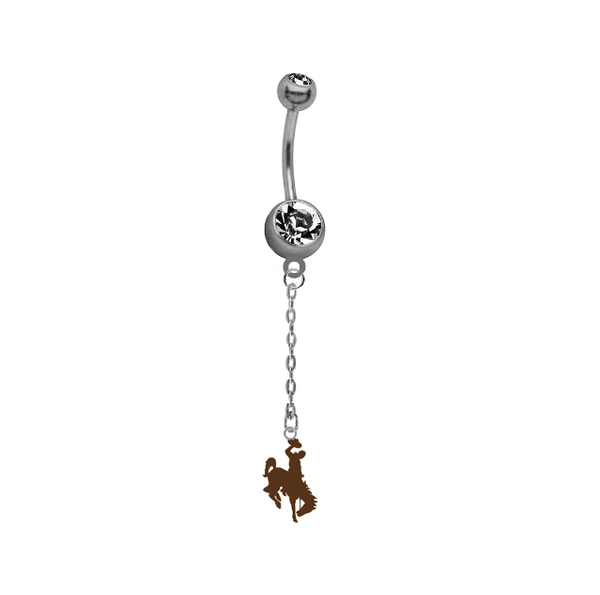 Wyoming Cowboys Dangle Chain Belly Button Navel Ring