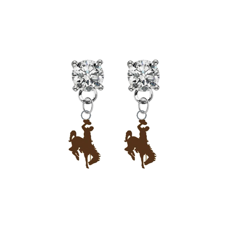 Wyoming Cowboys CLEAR Swarovski Crystal Stud Rhinestone Earrings