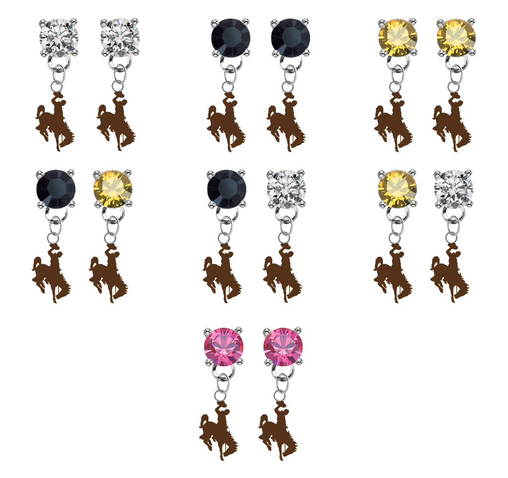 Wyoming Cowboys NCAA Swarovski Crystal Stud Rhinestone Earrings