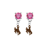 Wyoming Cowboys PINK Swarovski Crystal Stud Rhinestone Earrings