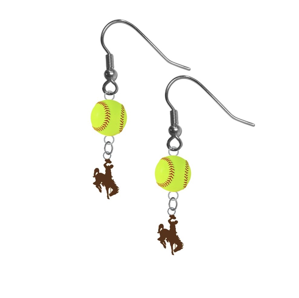 Wyoming Cowboys NCAA Fastpitch Softball Dangle Earrings