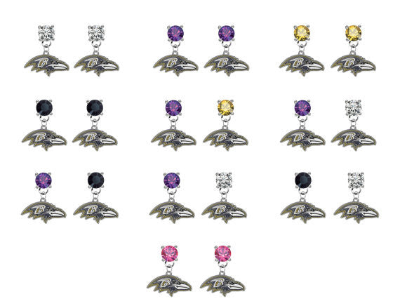Baltimore Ravens NFL Swarovski Crystal Stud Rhinestone Earrings