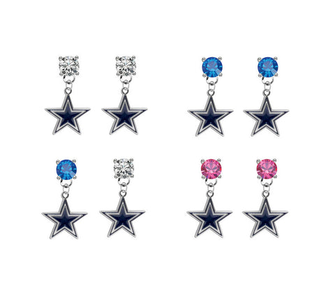 Dallas Cowboys NFL Swarovski Crystal Stud Rhinestone Earrings
