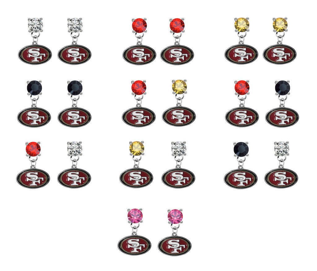 San Francisco 49ers NFL Swarovski Crystal Stud Rhinestone Earrings