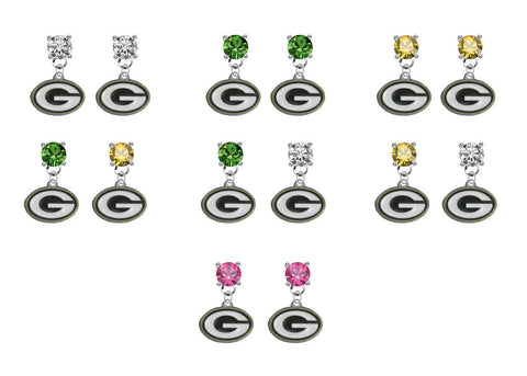 Green Bay Packers NFL Swarovski Crystal Stud Rhinestone Earrings