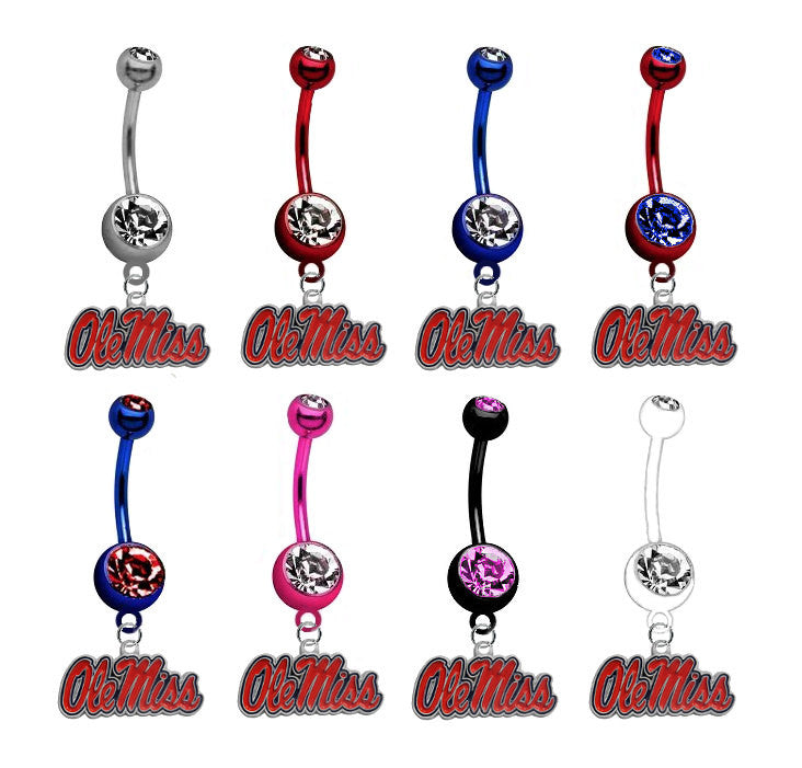 Mississippi Rebels NCAA College Belly Button Navel Ring - Pick Your Color