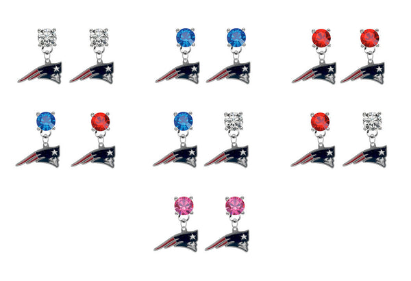 New England Patriots NFL Swarovski Crystal Stud Rhinestone Earrings