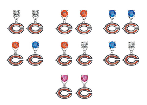Chicago Bears NFL Swarovski Crystal Stud Rhinestone Earrings
