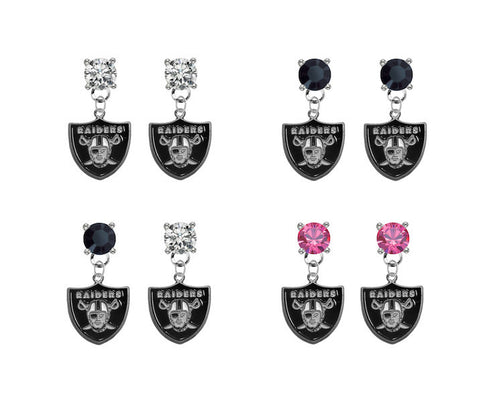 Oakland Raiders NFL Swarovski Crystal Stud Rhinestone Earrings