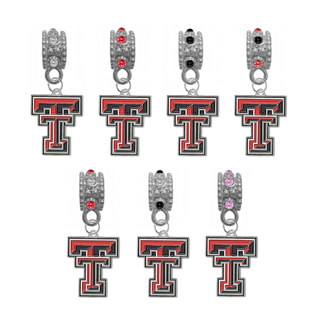 Texas Tech Red Raiders NCAA Crystal Rhinestone European Bracelet Charm